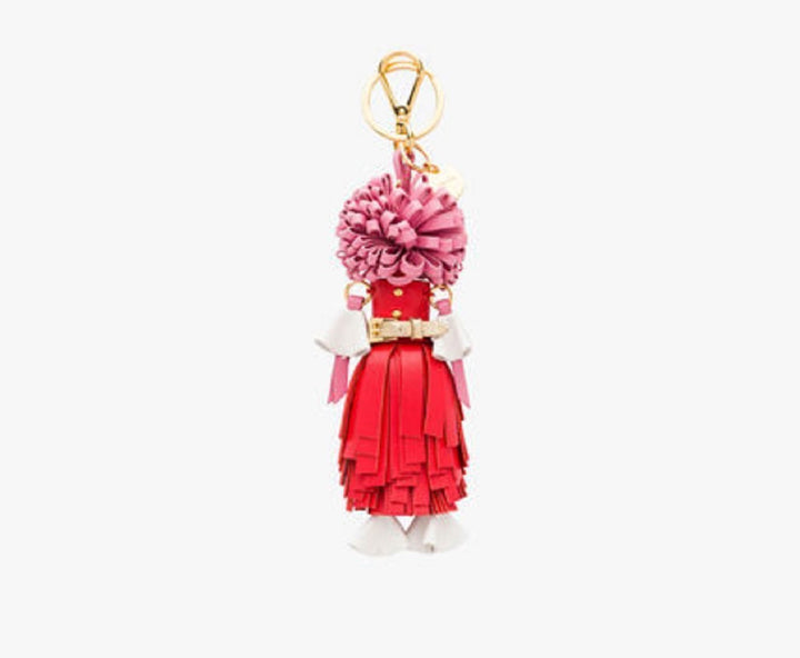 Prada Trick Pelle Lacca Wendy Red Pink Leather Keychain 1TL170