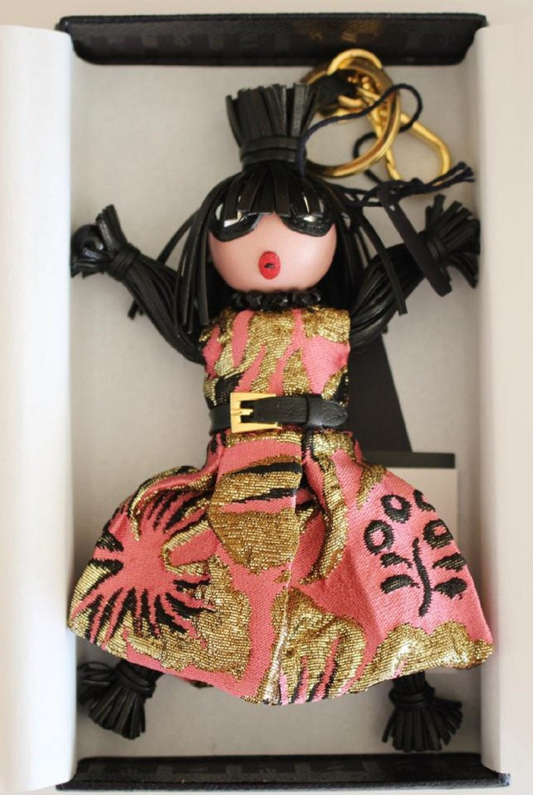 Prada Trick Pelle Rosario Pink Dress Jasmine Doll Keyring Key Charm 1TL171