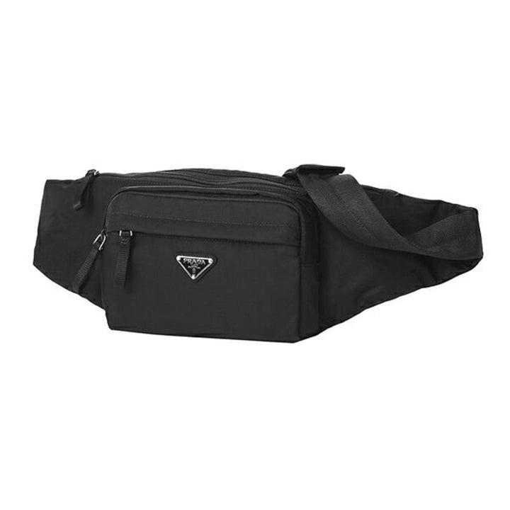 Prada Marsupio Tessuto Nylon Triangle Logo Black Belt Bag 2VL005