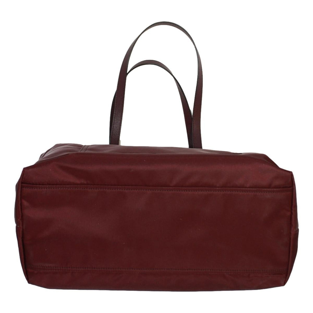 Prada Vela Bordeaux Red Tessuto Nylon Saffiano Leather Trim Tote Bag 1BG052