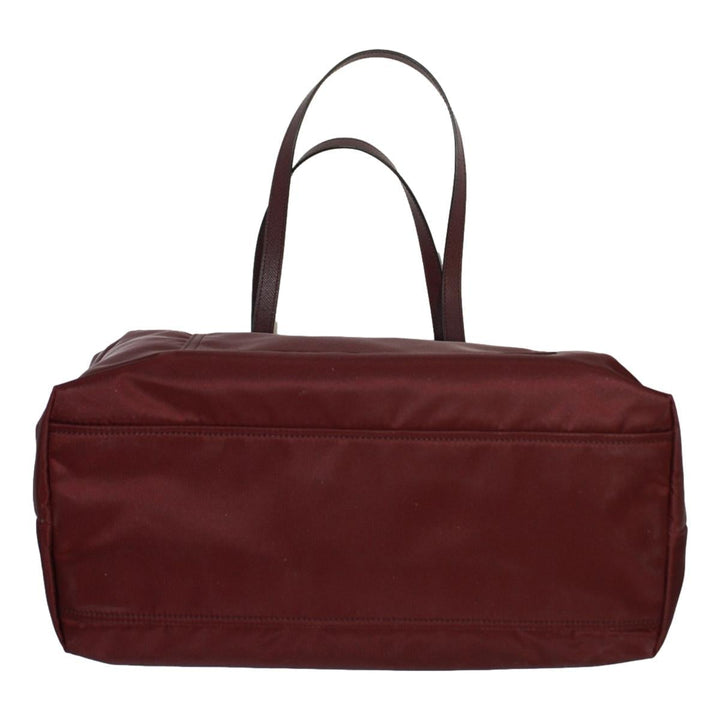 Prada Vela Bordeaux Red Tessuto Nylon Saffiano Leather Trim Tote Bag 1BG052
