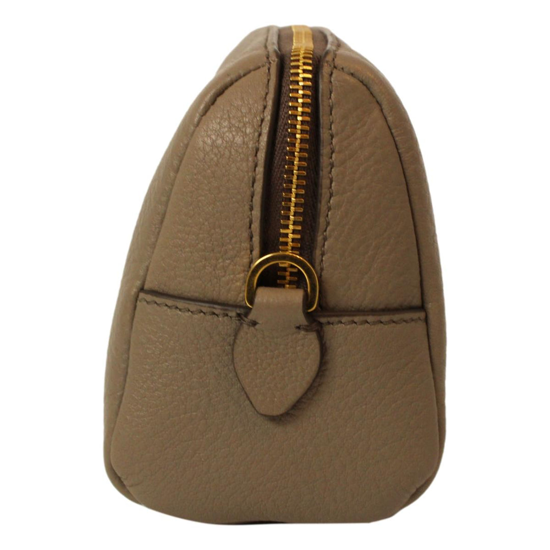 Prada Vitello Daino Argilla Grey Leather Cosmetic Pouch 1ND004