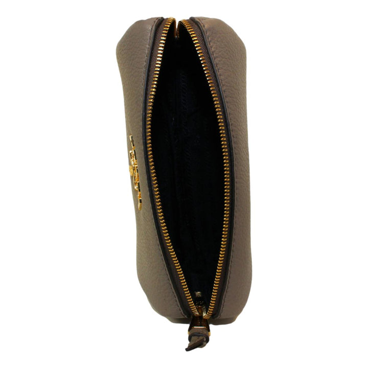 Prada Vitello Daino Argilla Grey Leather Cosmetic Pouch 1ND004