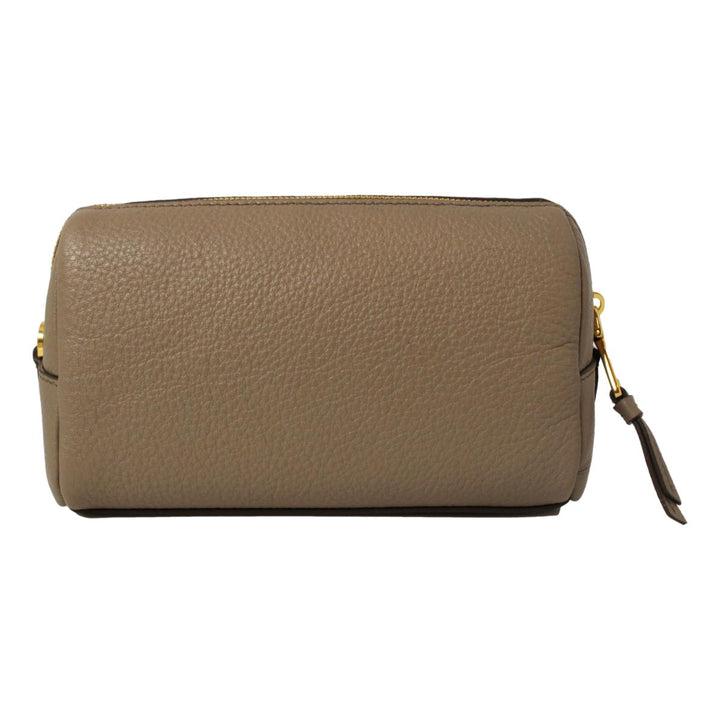 Prada Vitello Daino Argilla Grey Leather Cosmetic Pouch 1ND004