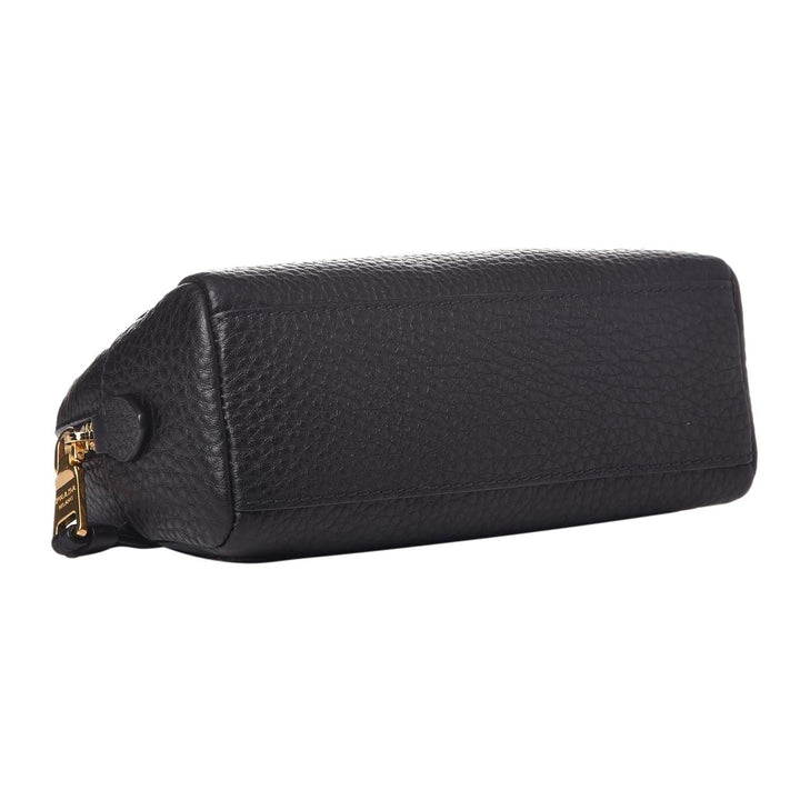 Prada Vitello Daino Black Leather Cosmetic Pouch 1ND004
