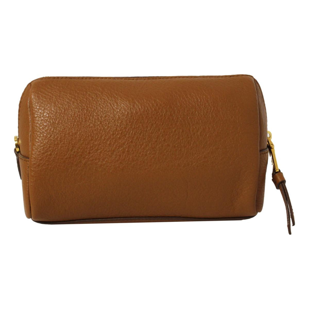 Prada Vitello Daino Cannella Brown Leather Cosmetic Pouch 1ND004