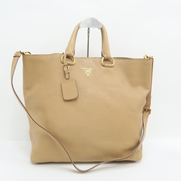 Prada Vitello Daino Shopper Tan Calfskin Leather Tote