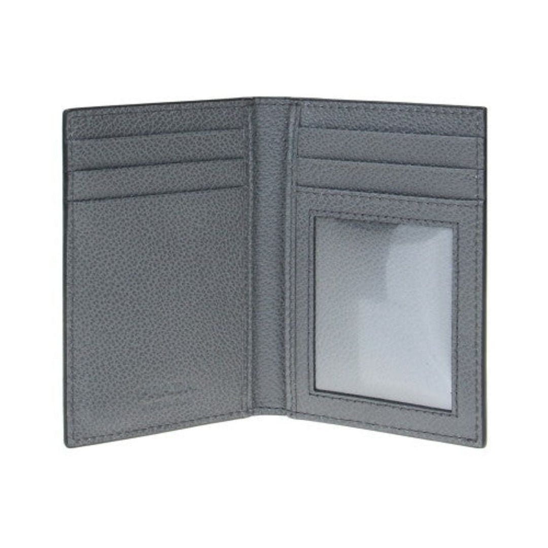 Prada Black Grey Vitello Micro Grain Vertical Card Holder Wallet 2MC035