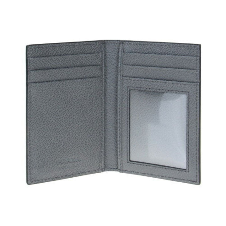 Prada Black Grey Vitello Micro Grain Vertical Card Holder Wallet 2MC035