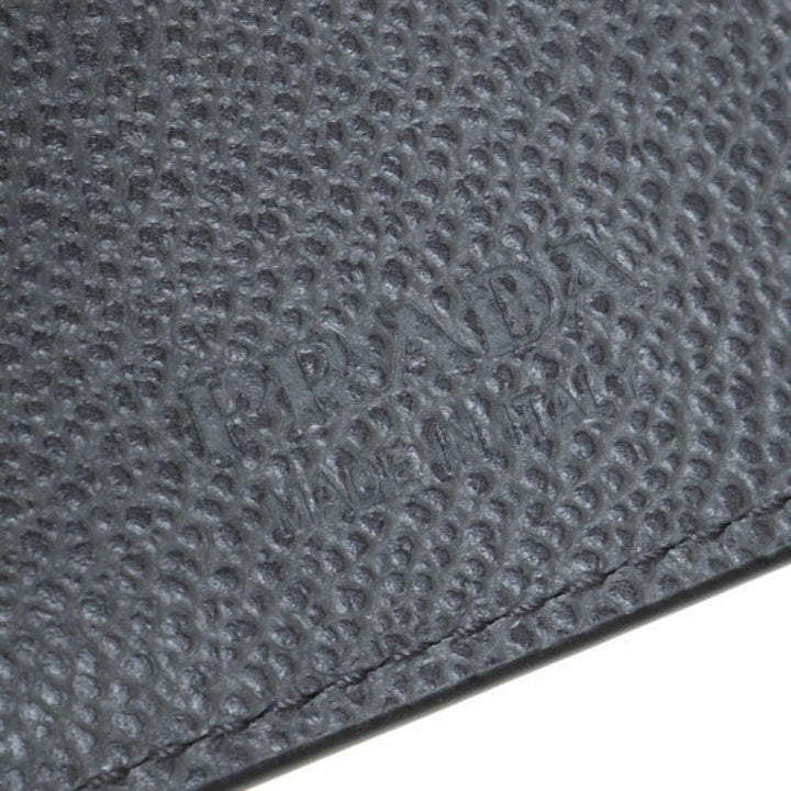 Prada Black Grey Vitello Micro Grain Vertical Card Holder Wallet 2MC035