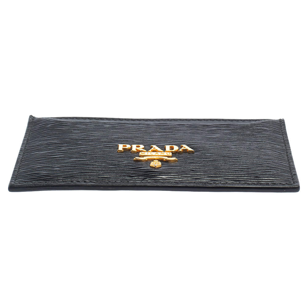 Prada Vitello Move Black Leather Card Holder Wallet 1MC208