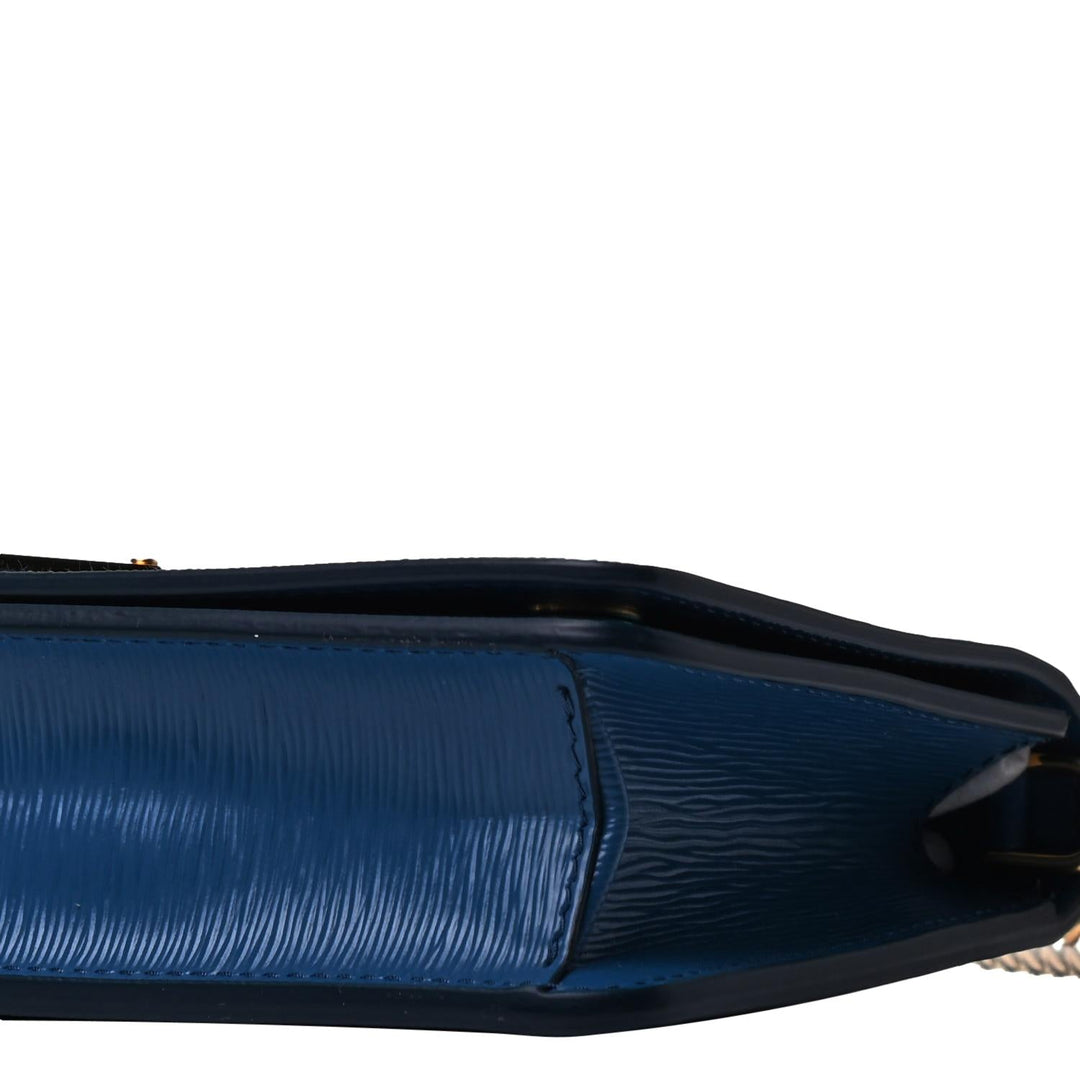 Prada Vitello Move Bluette Blue Crossbody Chain Wallet 1BP021