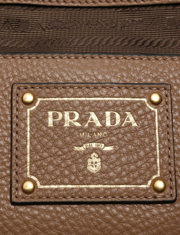 Prada Vitello Phenix Cognac Brown Shopping Tote Bag 1BG865