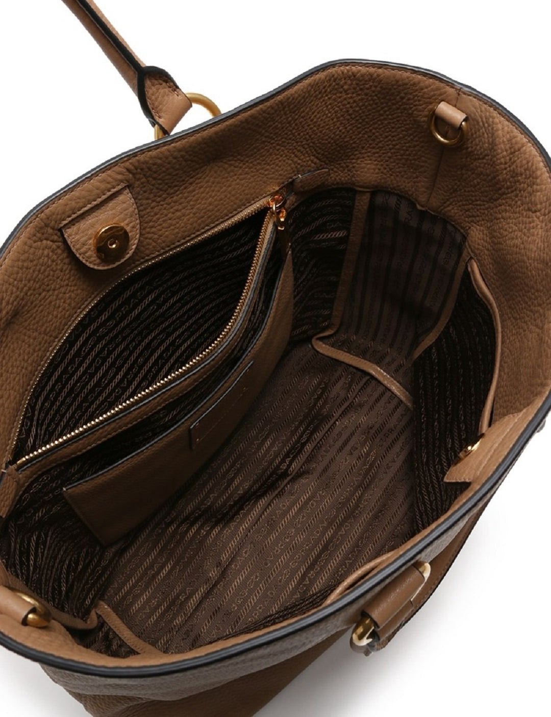 Prada Vitello Phenix Cognac Brown Shopping Tote Bag 1BG865