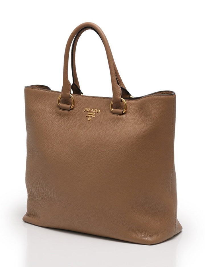 Prada Vitello Phenix Cognac Brown Shopping Tote Bag 1BG865