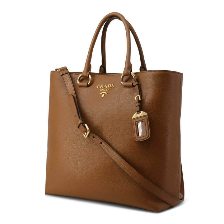 Prada Vitello Phenix Cognac Brown Shopping Tote Bag 1BG865
