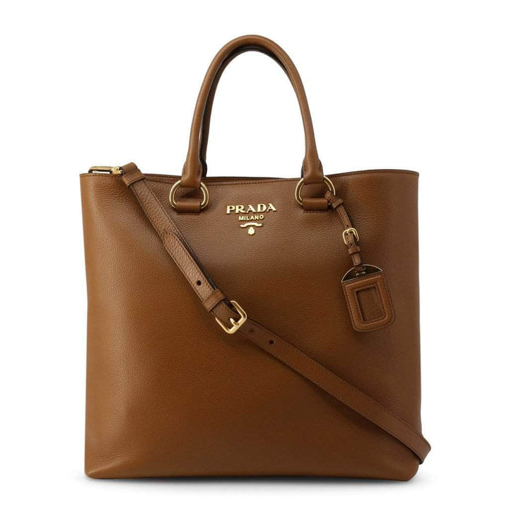 Prada Vitello Phenix Cognac Brown Shopping Tote Bag 1BG865