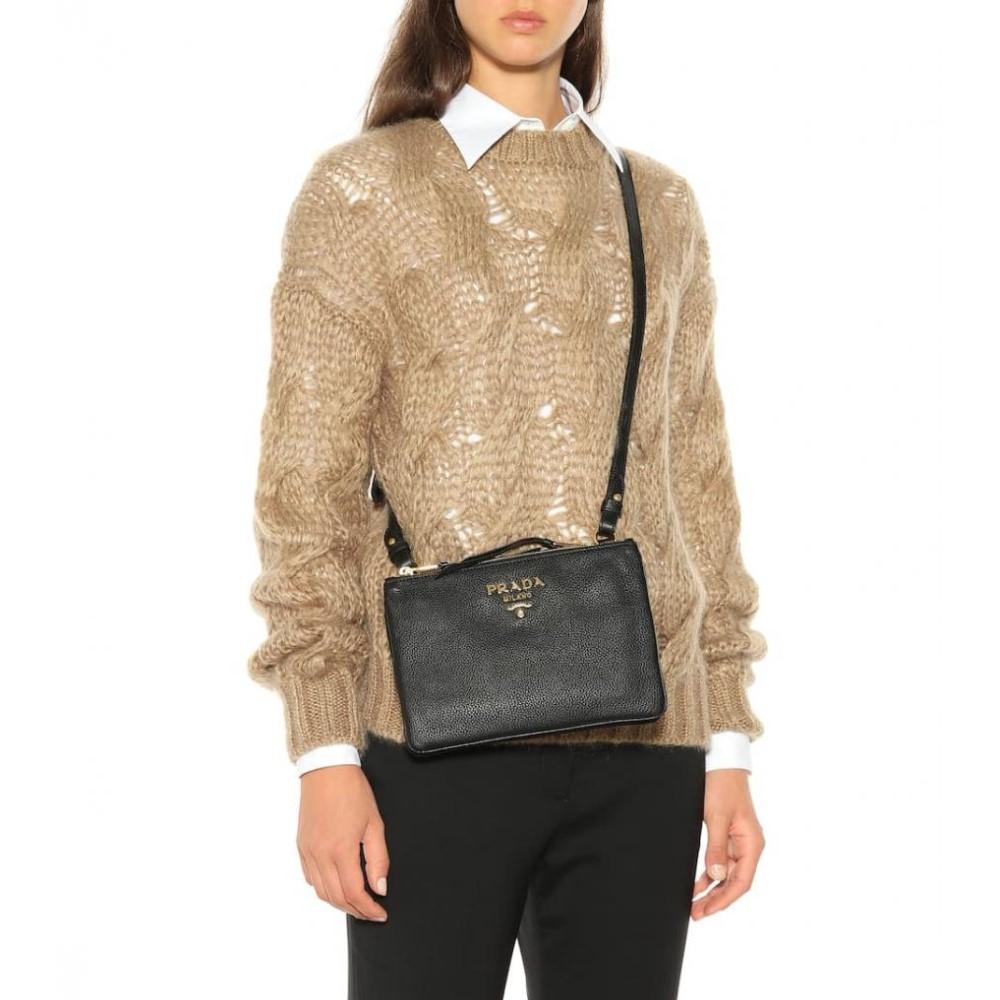Prada Vitello Phenix Leather Gold Hardware Black Cross Body 1BH046