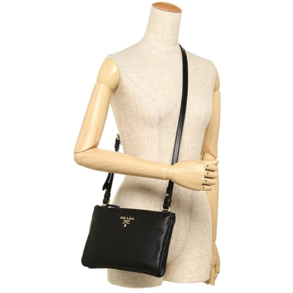 Prada Vitello Phenix Leather Gold Hardware Black Cross Body 1BH046