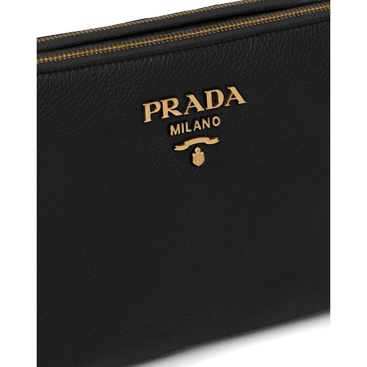 Prada Vitello Phenix Leather Gold Hardware Black Cross Body 1BH046