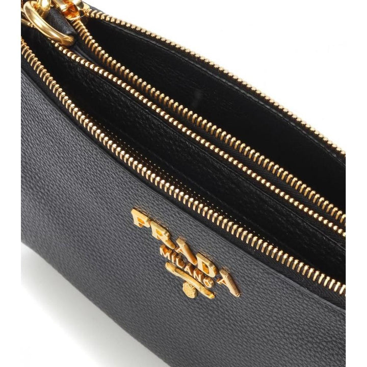 Prada Vitello Phenix Leather Gold Hardware Black Cross Body 1BH046