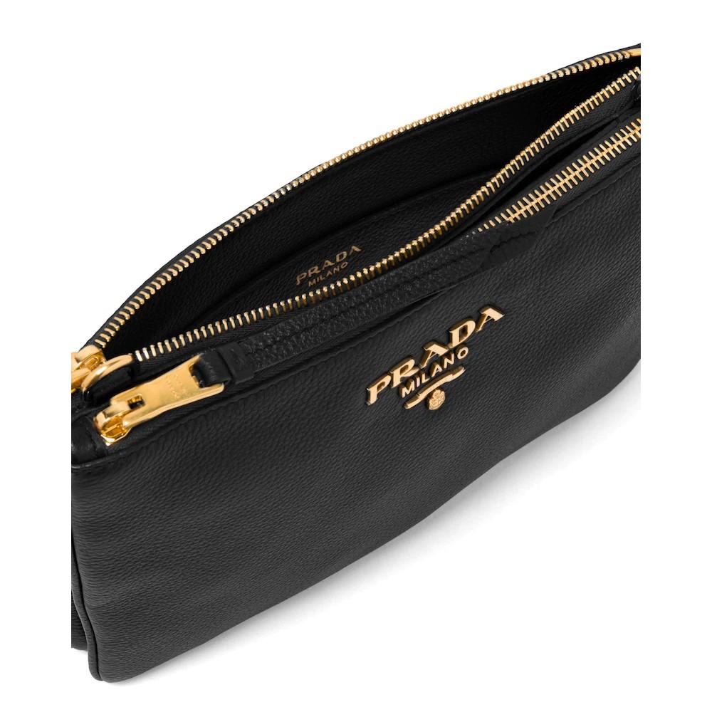 Prada Vitello Phenix Leather Gold Hardware Black Cross Body 1BH046