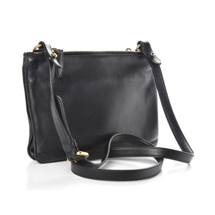 Prada Vitello Phenix Leather Gold Hardware Black Cross Body 1BH046