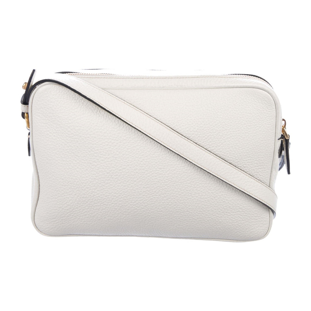 Prada Vitello Phenix White Leather Double Zip Camera Crossbody 1BH079