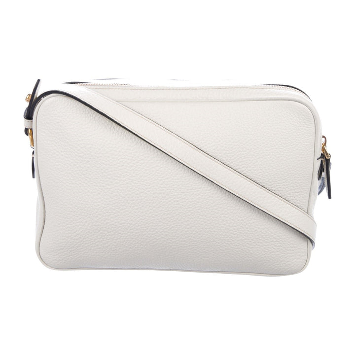 Prada Vitello Phenix White Leather Double Zip Camera Crossbody 1BH079