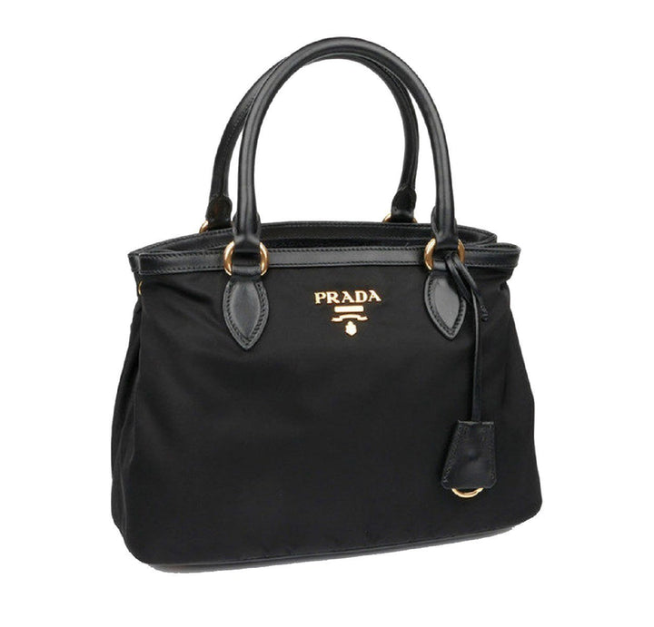Prada Tessuto Nylon Black Saffiano Medium Handbag Satchel 1BA173