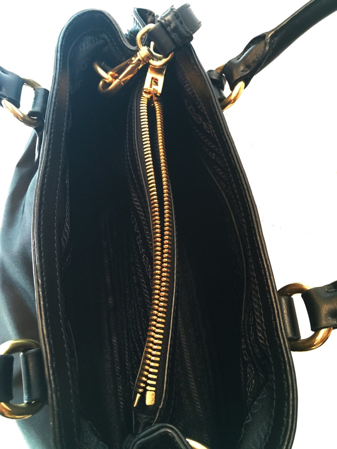 Prada Tessuto Nylon Black Saffiano Medium Handbag Satchel 1BA173