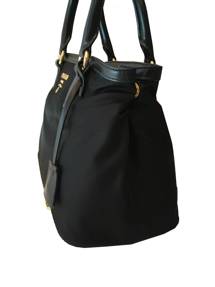 Prada Tessuto Nylon Black Saffiano Medium Handbag Satchel 1BA173