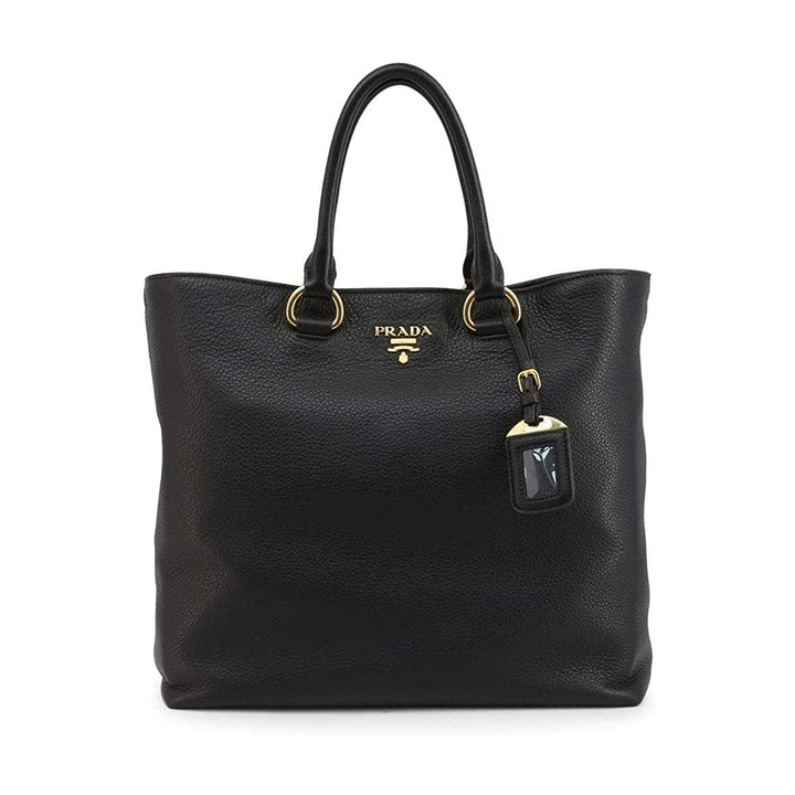 Prada Black Vitello Phenix Leather Shopping Tote Bag 1BG865