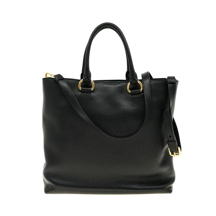 Prada Black Vitello Phenix Leather Shopping Tote Bag 1BG865