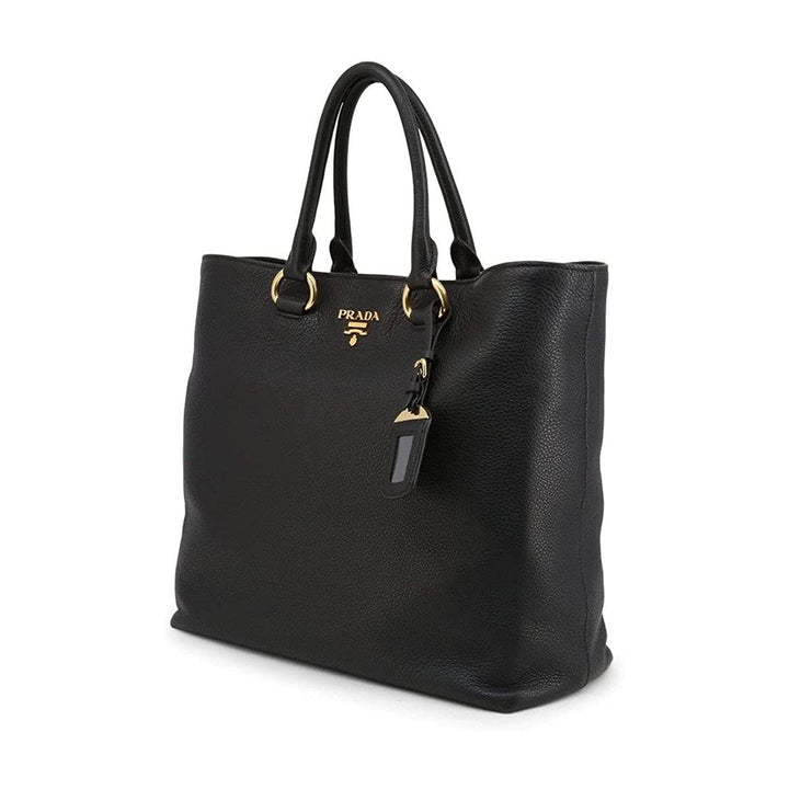Prada Black Vitello Phenix Leather Shopping Tote Bag 1BG865