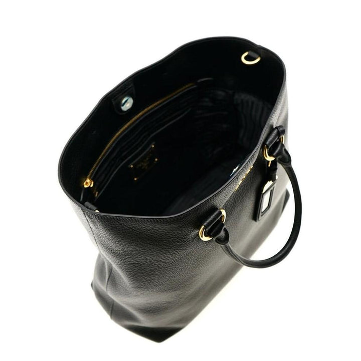 Prada Black Vitello Phenix Leather Shopping Tote Bag 1BG865