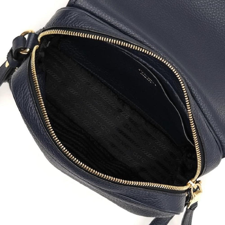 Prada Vitello Phenix Baltico Blue Leather Flap Crossbody Bag 1BD163