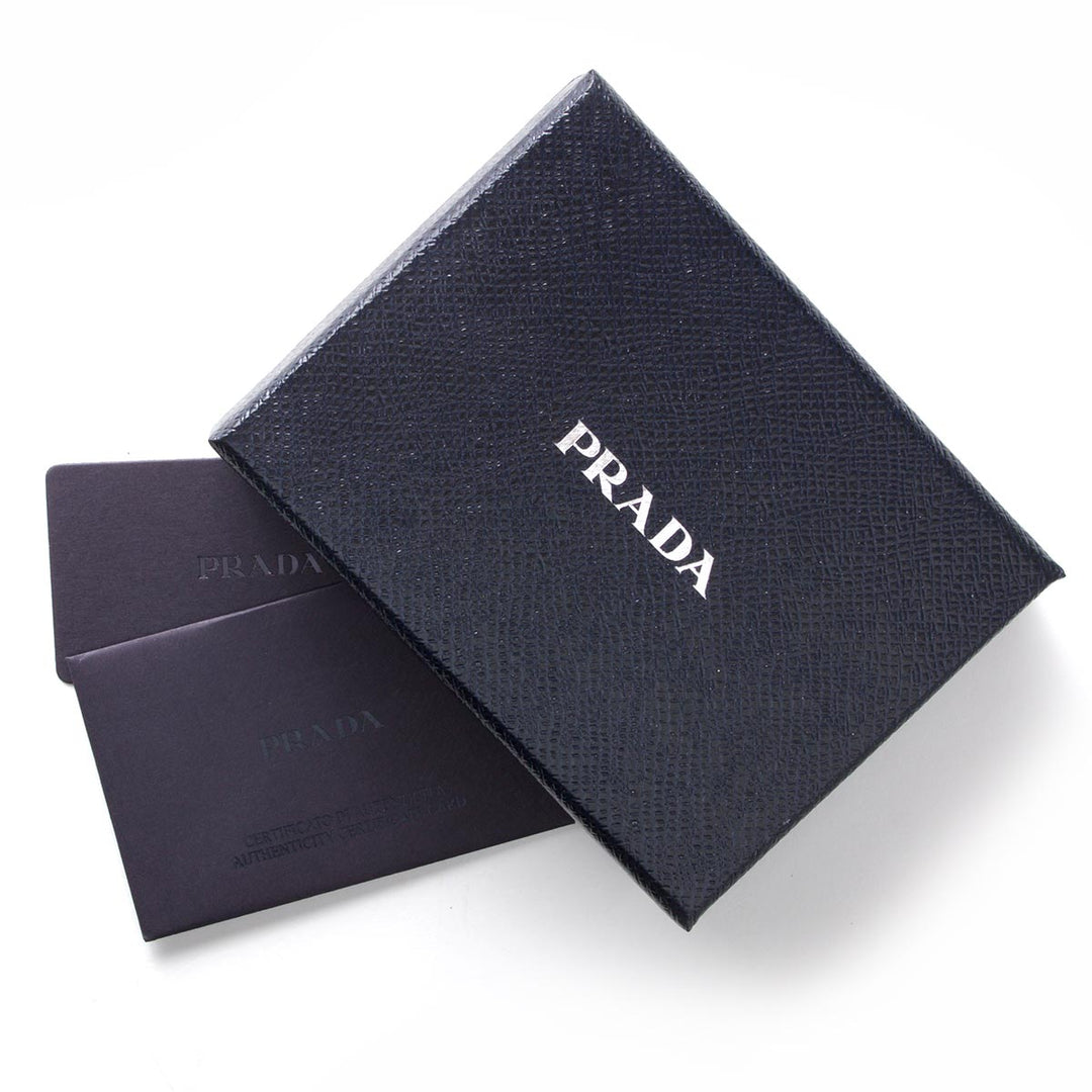 Prada Womens Vitello Grain Cipria Beige Leather Zip Top Card Wallet 1MC026