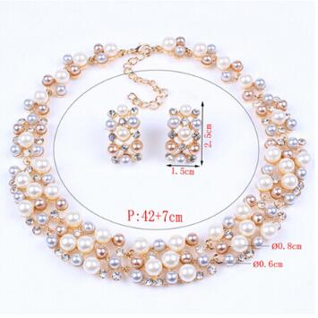 Fashion Pearl Jewelry Sets For Women African Beads Jewelry Set Gold Wedding Crystal Bridal Dubai Necklace Jewelery Costume