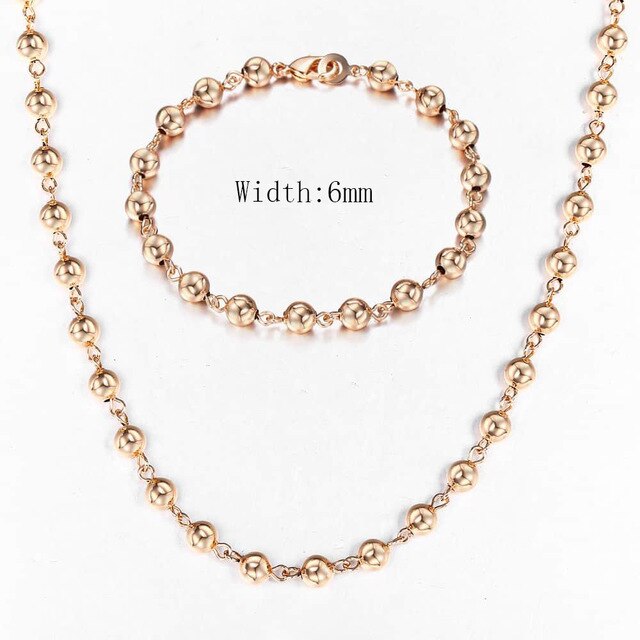 Davieslee Jewelry Sets For Women Men 585 Rose Gold Bracelet Necklace Set Double Cuban Weaving Bismark Chain Jewelry 2021 LCS04