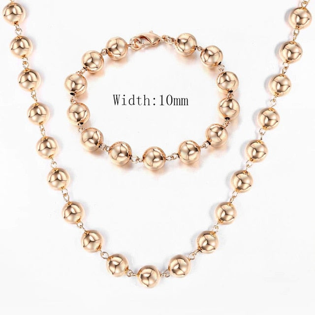 Davieslee Jewelry Sets For Women Men 585 Rose Gold Bracelet Necklace Set Double Cuban Weaving Bismark Chain Jewelry 2021 LCS04