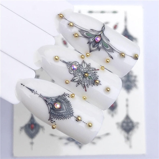 FWC 1 PC Summer Flower Series Nail Water Decals Cute Cat Pattern Tranfer Sticker Flamingo Fruit Nail Art Decoration