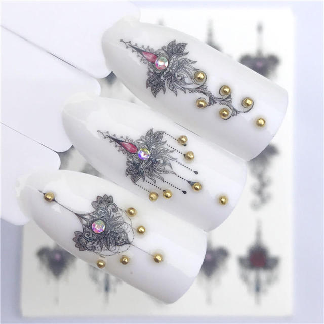 FWC 1 PC Summer Flower Series Nail Water Decals Cute Cat Pattern Tranfer Sticker Flamingo Fruit Nail Art Decoration