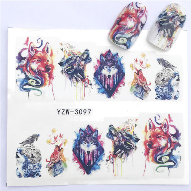 FWC 1 PC Summer Flower Series Nail Water Decals Cute Cat Pattern Tranfer Sticker Flamingo Fruit Nail Art Decoration