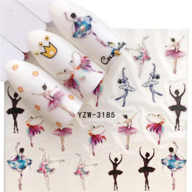 FWC 1 PC Summer Flower Series Nail Water Decals Cute Cat Pattern Tranfer Sticker Flamingo Fruit Nail Art Decoration