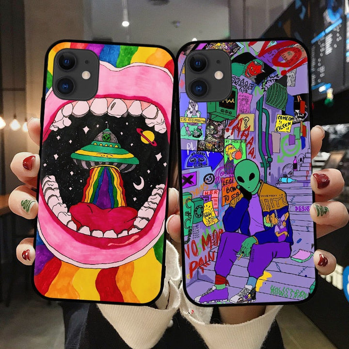 Aesthetics Cartoon alien space Soft Silicone Phone Case Cover Shell For iPhone 11Pro Max 6 6s 7 8 Plus X XR XS MAX case Coque