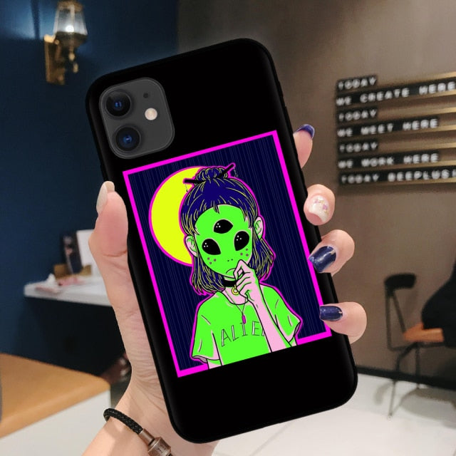 Aesthetics Cartoon alien space Soft Silicone Phone Case Cover Shell For iPhone 11Pro Max 6 6s 7 8 Plus X XR XS MAX case Coque