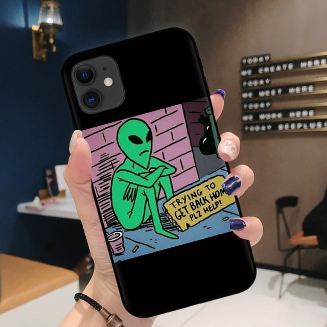 Aesthetics Cartoon alien space Soft Silicone Phone Case Cover Shell For iPhone 11Pro Max 6 6s 7 8 Plus X XR XS MAX case Coque