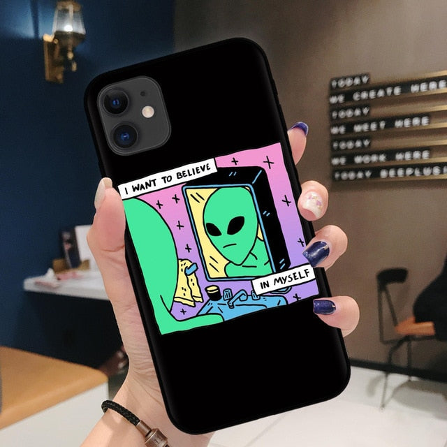 Aesthetics Cartoon alien space Soft Silicone Phone Case Cover Shell For iPhone 11Pro Max 6 6s 7 8 Plus X XR XS MAX case Coque