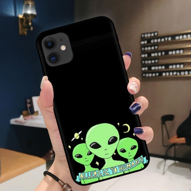 Aesthetics Cartoon alien space Soft Silicone Phone Case Cover Shell For iPhone 11Pro Max 6 6s 7 8 Plus X XR XS MAX case Coque